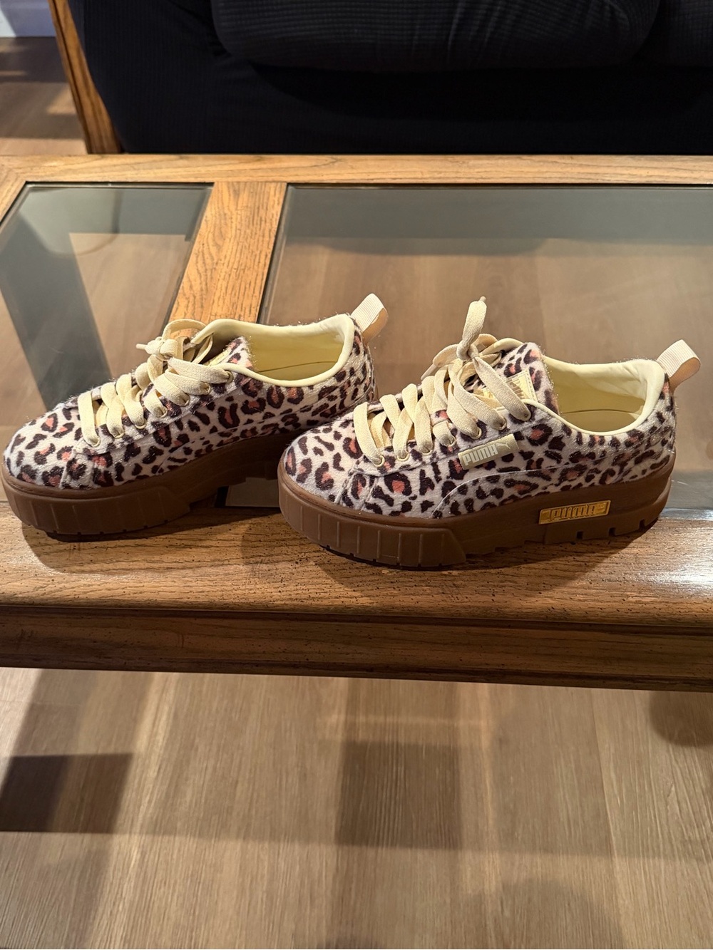 Puma Cream & Brown Leopard-Print Platform Sneaker
